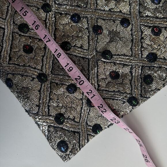 Vintage Malbe Jumpsuit Women’s Size 9/10 Gold Metallic Brocade Wide Leg 60s - Picture 15 of 16